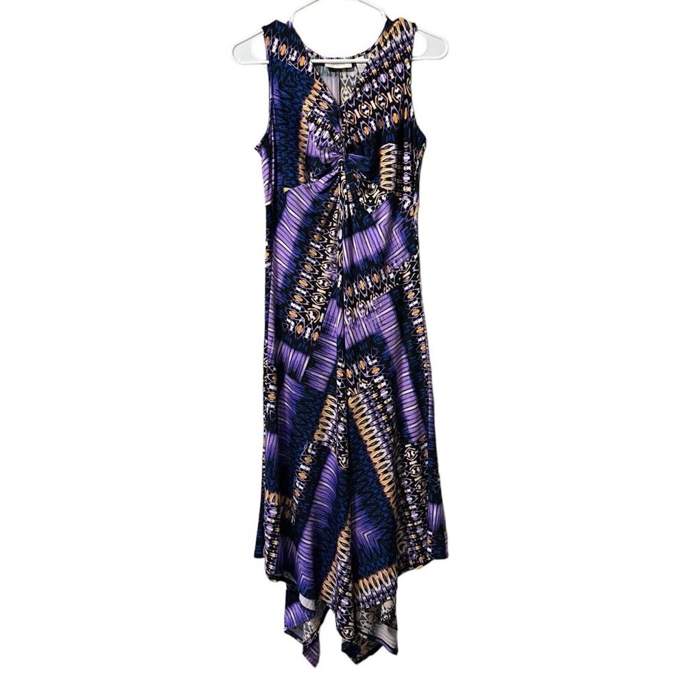 Chicos Shark Bite Hem Womens Dress Size 0 Colorful Beach Vacation Preppy‎ Travel